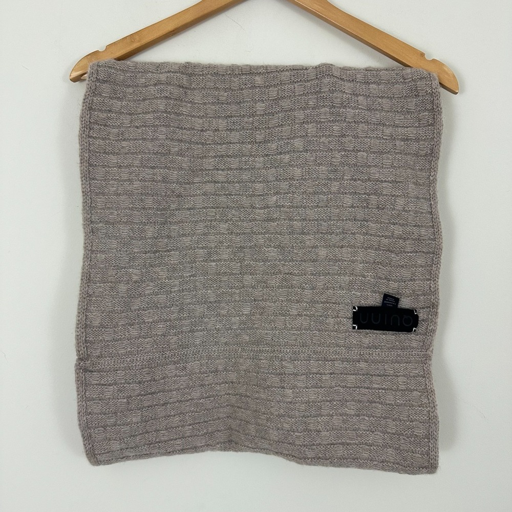 Quinn Cashmere Scarf Unisex Oatmeal Textured Block Knit Luxury Shawl Muffler